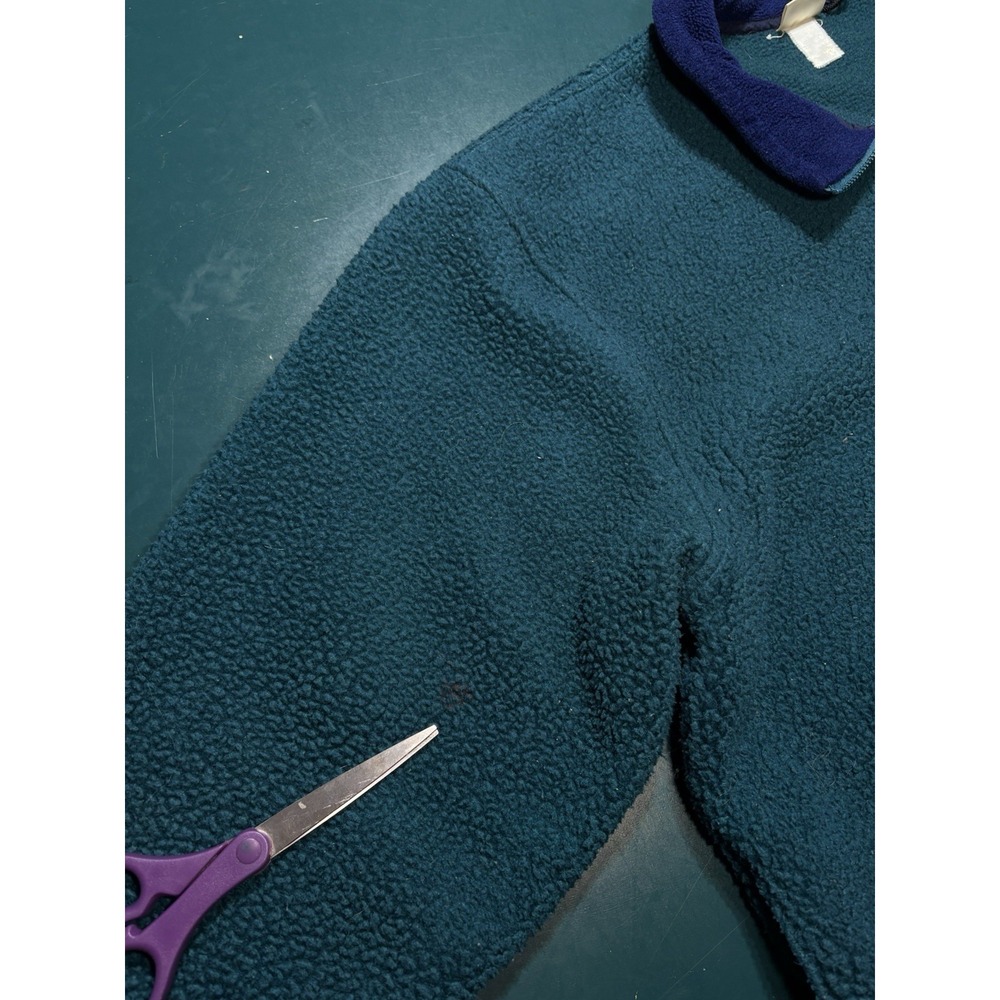 Vintage 90s LL Bean Deep Pile Fleece Pullover Men's XL Blue Green Half Zip USA - Picture 7 of 11